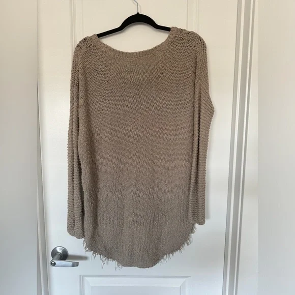 Free People cross my heart distressed knit sweater tan - Picture 4 of 5